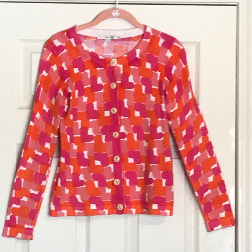 🌸🍊Boden Pink and Orange Heart Cardigan🍊🌸